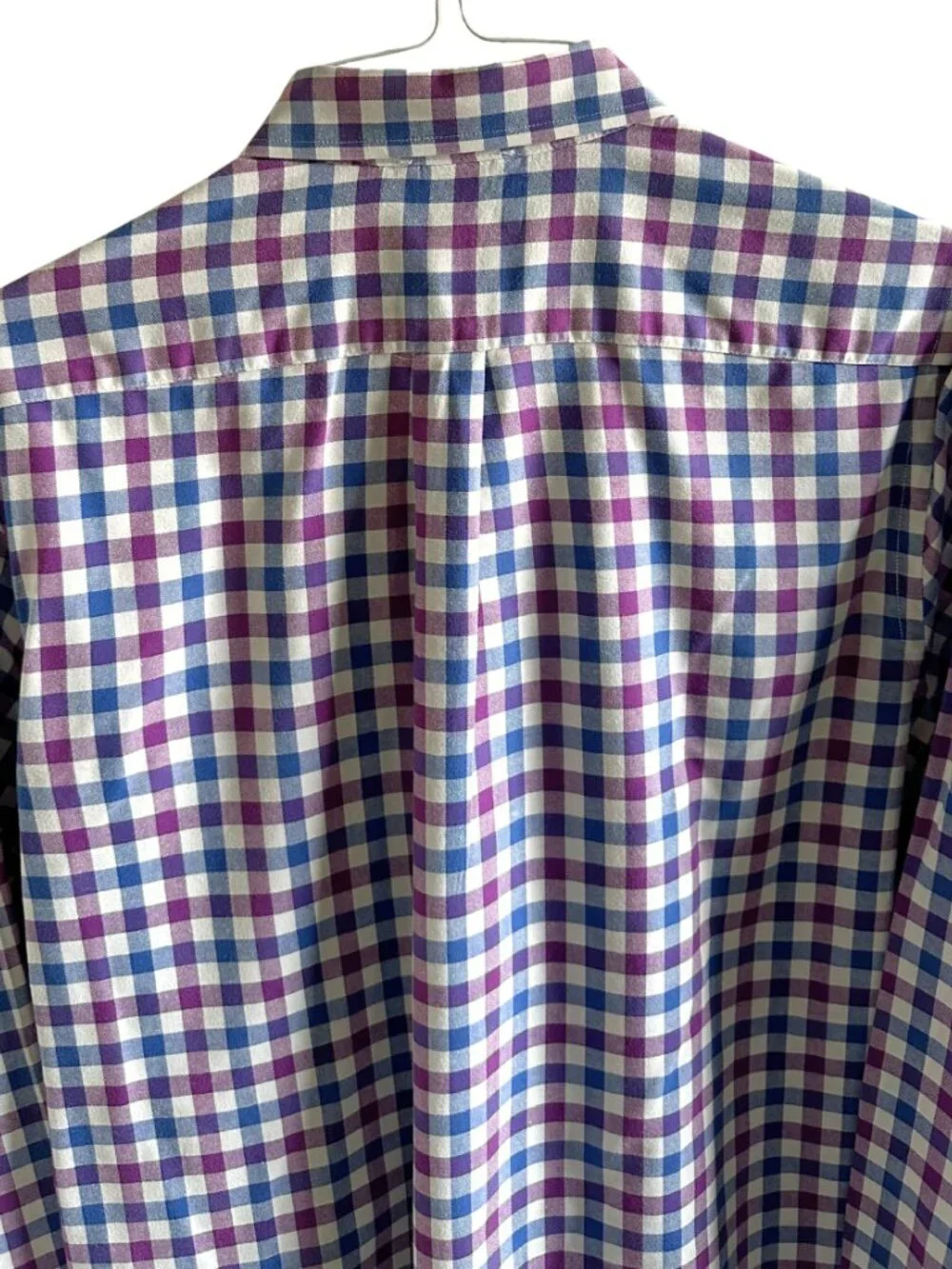 Banana Republic Mens Gingham Plaid Long Sleeve Button Down Shirt Purple